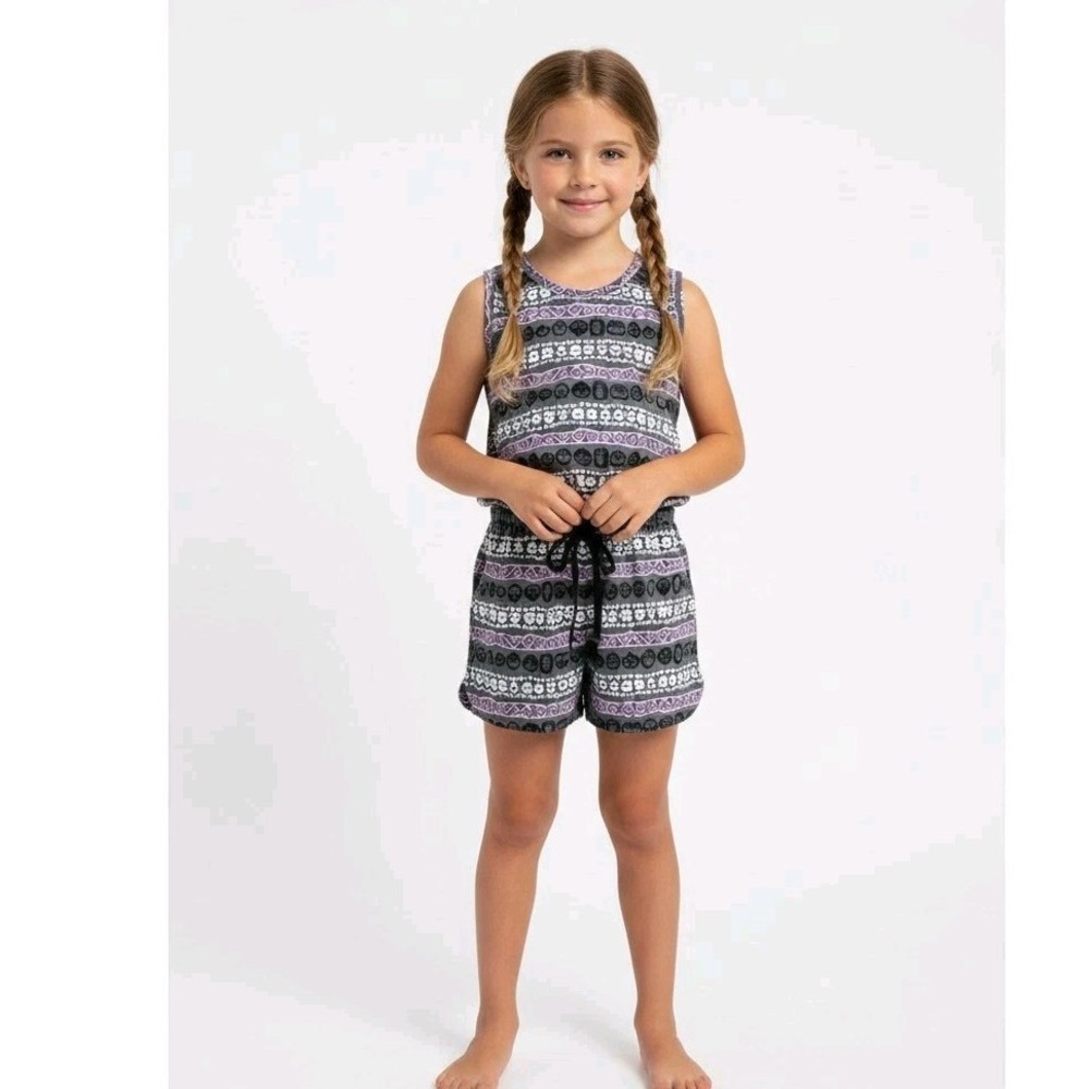 Disney Nightmare Before Medium Girls Sleeveless Romper Purple White